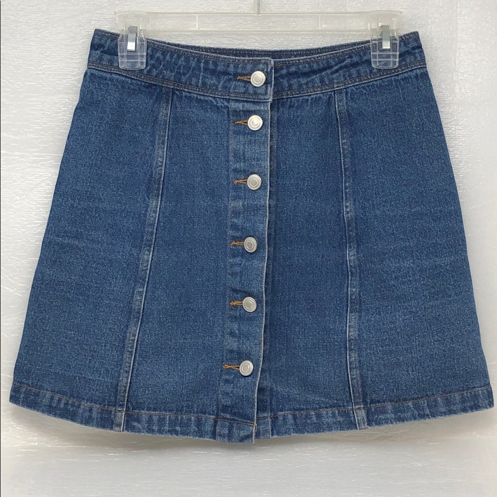 San Souci Denim Skirt Button Down Front Above the Knee Sz M